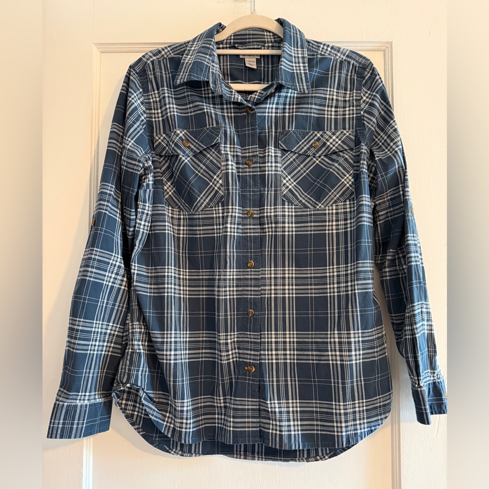 Carhartt Women’s Cotton Plaid Button-Up Shirt Blue Size Large